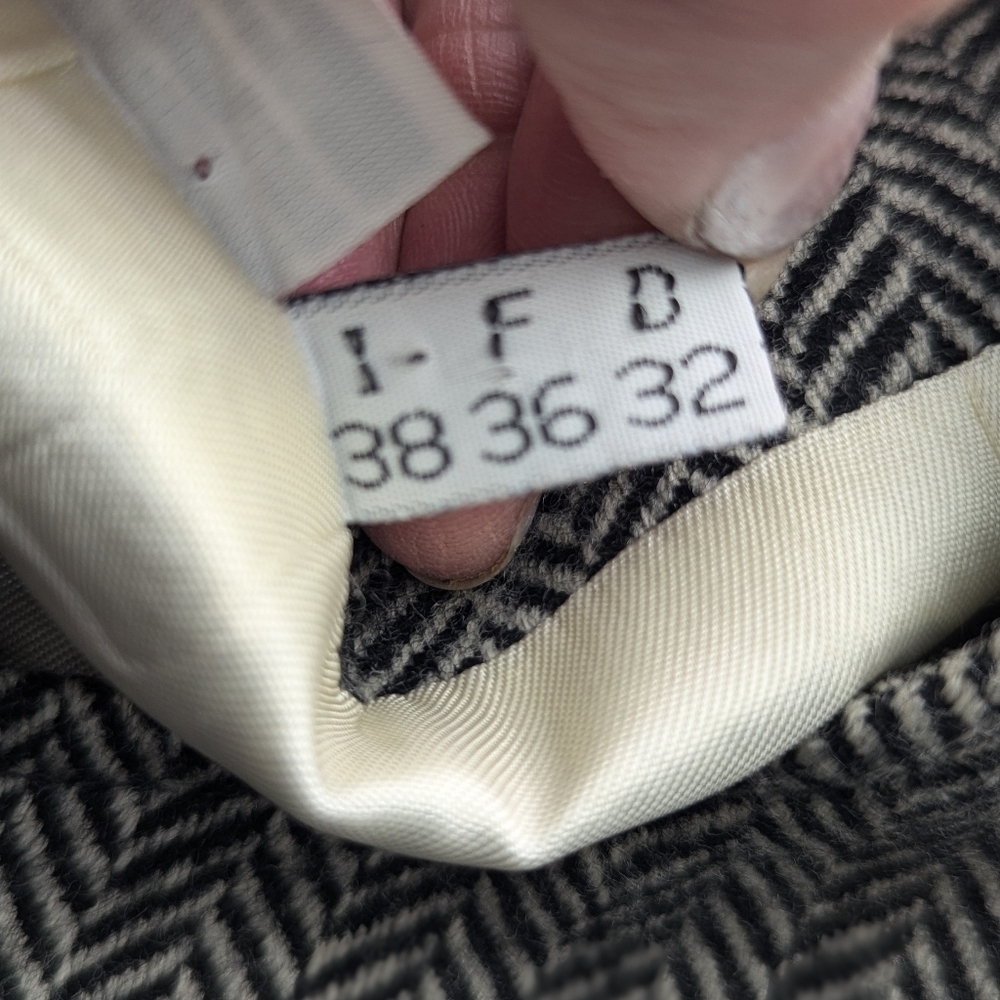 Vintage 80s Cashmere Wool Herringbone Puff Shoulder Cropped Jacket Sz 4 - Picture 6 of 15
